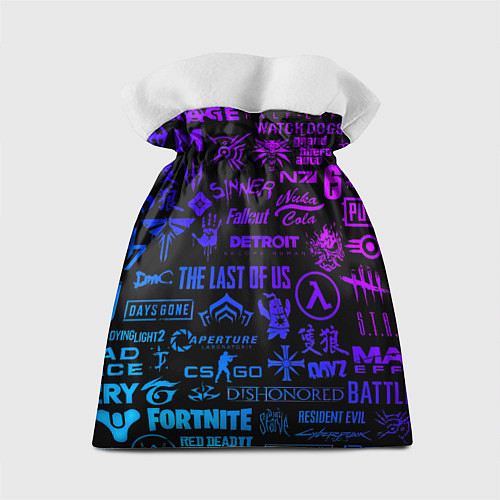 Подарочный мешок Doom логотипы игр неон / 3D-принт – фото 2