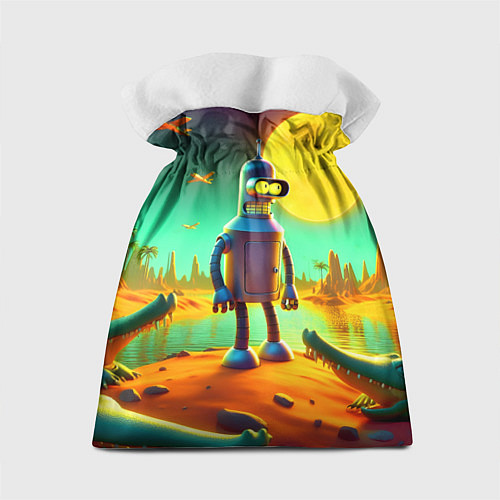 Подарочный мешок Робот-сгибальщик Бендер на планете крокодилов / 3D-принт – фото 2