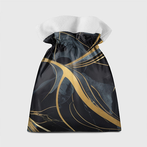 Подарочный мешок Мраморный узор с золотыми полосками / 3D-принт – фото 2