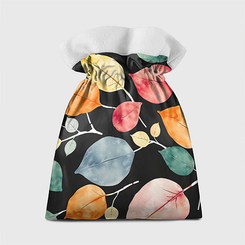 Подарочный мешок Разноцветные акварельные листья на чёрном, AI / 3D-принт – фото 2