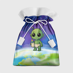 Мешок для подарков Малыш инопланетянин с молоком, цвет: 3D-принт