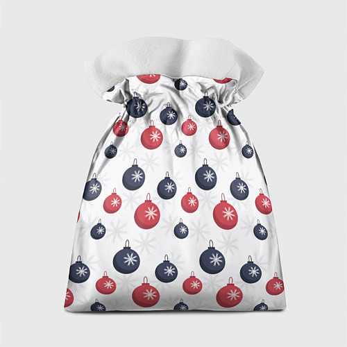 Подарочный мешок Синие и красные новогодние шары со снежинками / 3D-принт – фото 2