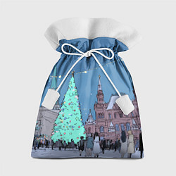 Мешок для подарков Новогодняя елка в центре Москвы, цвет: 3D-принт
