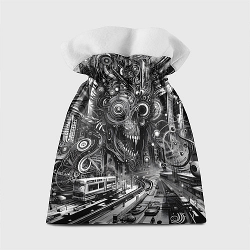Подарочный мешок Cyber urban skull - ai art fantasy / 3D-принт – фото 2