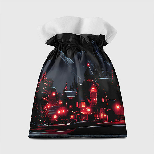 Подарочный мешок Новогодняя ночь и красные гирлянды / 3D-принт – фото 2