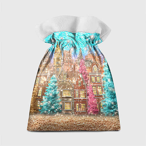 Подарочный мешок Новогодний город в блестках / 3D-принт – фото 2