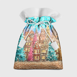 Мешок для подарков Новогодний город в блестках, цвет: 3D-принт