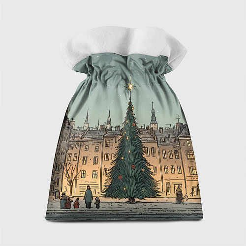 Подарочный мешок Новогодняя елка во дворе / 3D-принт – фото 2
