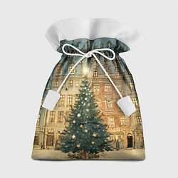 Мешок для подарков Новогодний старый город, цвет: 3D-принт