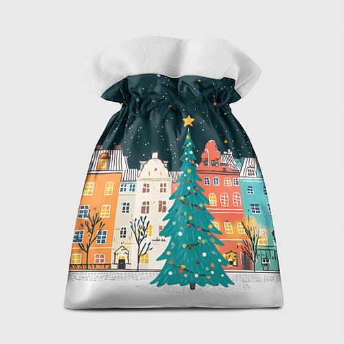 Подарочный мешок Новогодняя ночь в городе / 3D-принт – фото 2