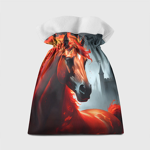 Подарочный мешок Огненная лошадь на сером / 3D-принт – фото 2