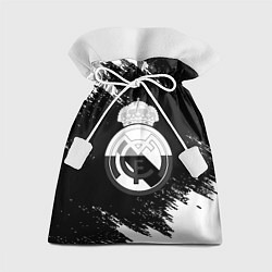 Мешок для подарков Реал Мадрид черно белые краски, цвет: 3D-принт