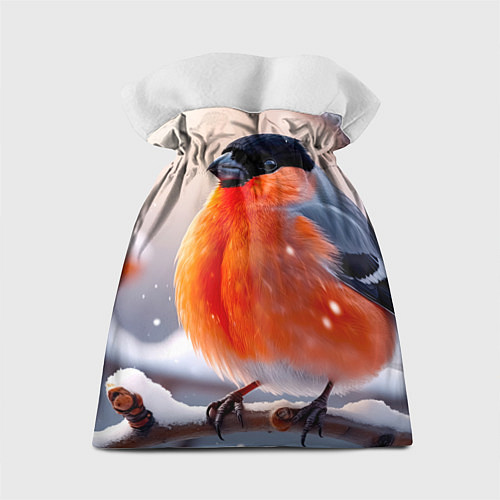 Подарочный мешок Снегирь на зимней ветке / 3D-принт – фото 2