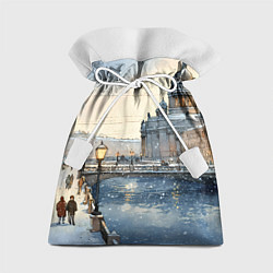 Мешок для подарков Санкт-Петербург снежный день, цвет: 3D-принт