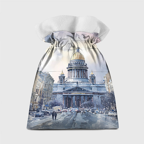 Подарочный мешок Санкт-Петербург зимний город / 3D-принт – фото 2