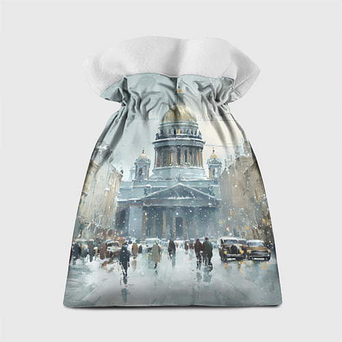 Подарочный мешок Санкт-Петербург зимний пейзаж / 3D-принт – фото 2