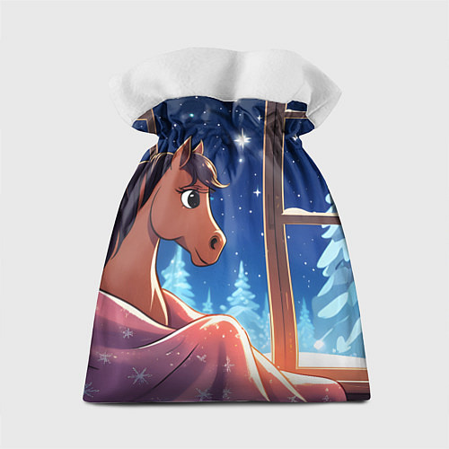 Подарочный мешок Лошадка зимней звездной ночью / 3D-принт – фото 2