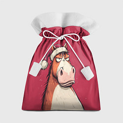 Мешок для подарков Комичная новогодняя лошадь, цвет: 3D-принт
