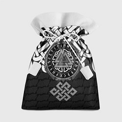 Мешок для подарков Символика валькнут в орнаменте, цвет: 3D-принт