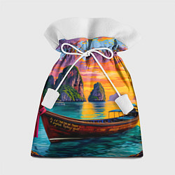 Мешок для подарков Тропический закат у скал, цвет: 3D-принт
