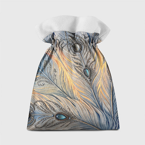 Подарочный мешок Синие перья с самоцветами / 3D-принт – фото 2