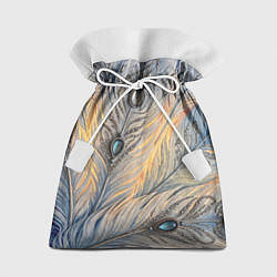 Мешок для подарков Синие перья с самоцветами, цвет: 3D-принт