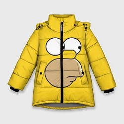 Куртка зимняя для девочки Лицо Гомера, цвет: 3D-светло-серый