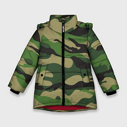 Куртка зимняя для девочки Камуфляж: хаки/зеленый, цвет: 3D-красный
