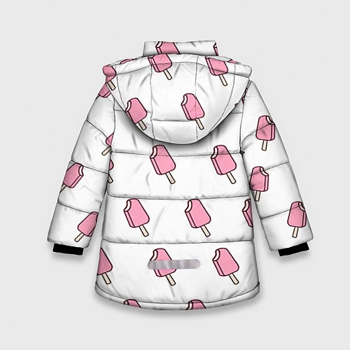 Зимняя куртка для девочки Мороженое розовое / 3D-Черный – фото 2