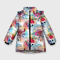 Зимняя куртка для девочки Цветы и бабочки 5