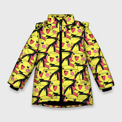 Куртка зимняя для девочки Pikachu, цвет: 3D-черный