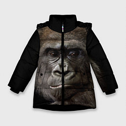 Куртка зимняя для девочки Глаза гориллы, цвет: 3D-черный