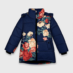 Куртка зимняя для девочки Fashion flowers, цвет: 3D-черный