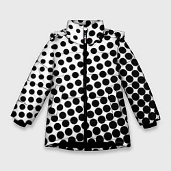 Куртка зимняя для девочки Белый в горошек, цвет: 3D-черный
