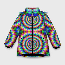 Куртка зимняя для девочки Grazy fractal, цвет: 3D-черный
