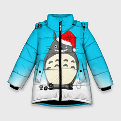 Куртка зимняя для девочки Тоторо под снегом, цвет: 3D-черный