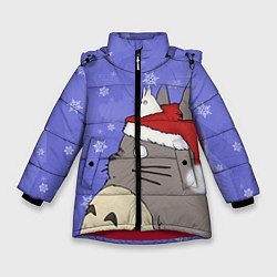 Куртка зимняя для девочки Тоторо и снег, цвет: 3D-красный
