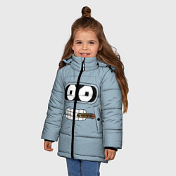 Куртка зимняя для девочки Лицо Бендера, цвет: 3D-светло-серый — фото 2