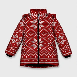 Куртка зимняя для девочки Зимний орнамент, цвет: 3D-черный