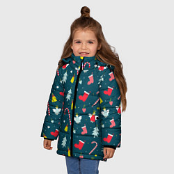 Куртка зимняя для девочки Новогодний узор, цвет: 3D-черный — фото 2
