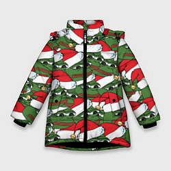 Куртка зимняя для девочки Sad frog new year, цвет: 3D-черный