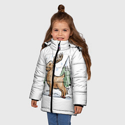 Куртка зимняя для девочки Оленёнок Рудольф, цвет: 3D-черный — фото 2
