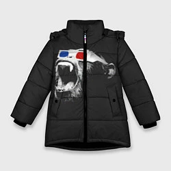 Куртка зимняя для девочки 3D Monkey, цвет: 3D-черный