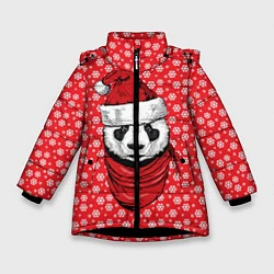 Куртка зимняя для девочки Панда Клаус, цвет: 3D-черный