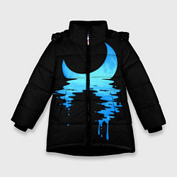 Куртка зимняя для девочки Отражение Луны, цвет: 3D-черный