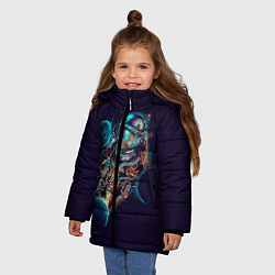 Куртка зимняя для девочки Космический удар, цвет: 3D-черный — фото 2