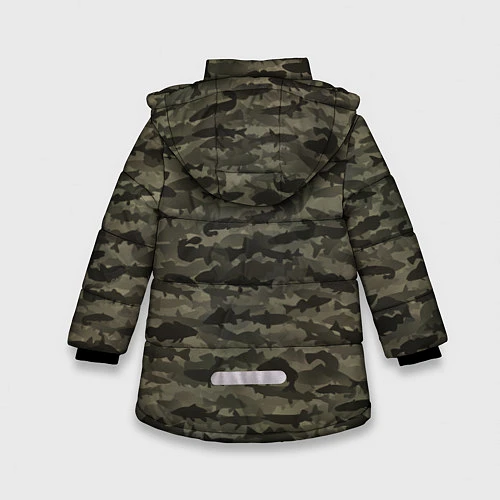 Зимняя куртка для девочки Камуфляж рыбака / 3D-Светло-серый – фото 2