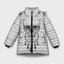 Куртка зимняя для девочки Череп мечтателя, цвет: 3D-светло-серый