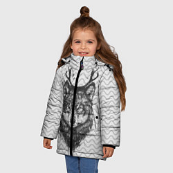 Куртка зимняя для девочки Рогатый волк, цвет: 3D-черный — фото 2