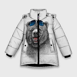Куртка зимняя для девочки Счастливый медведь, цвет: 3D-черный